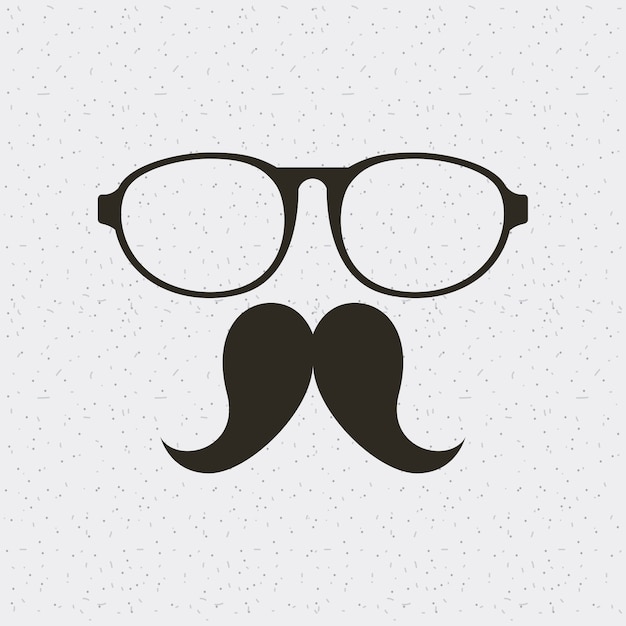 Icono aislado estilo hipster gafas y bigote