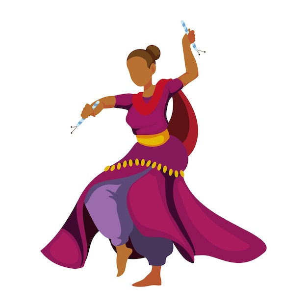 Icono aislado femenino bailarín navratri