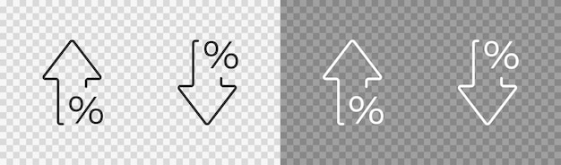 Icono aislado de flecha porcentual en estilo de línea Concepto de negocio vectorial