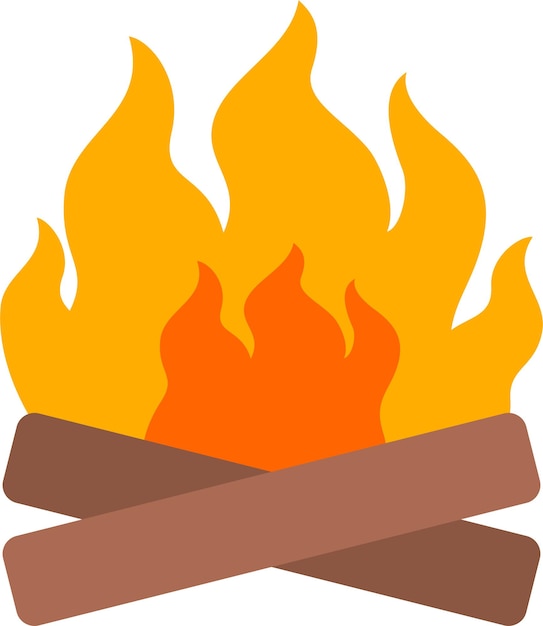 Icono aislado de fogata de madera ardiente en ilustración vectorial de estilo plano