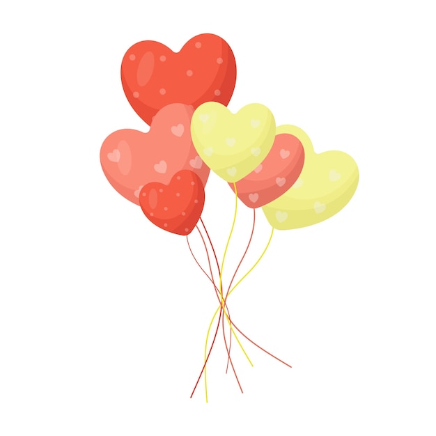 Icono aislado de globos en forma de corazón vectorial