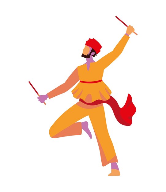 Icono aislado del hombre bailarín navratri