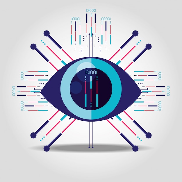 Icono aislado de ojo de seguridad cibernética