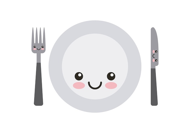 icono aislado del personaje kawaii de plato