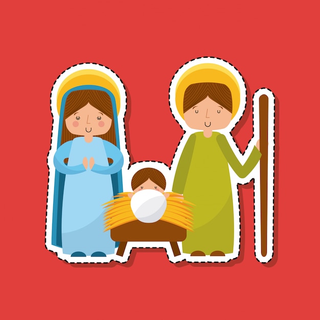 icono aislado de pesebre personajes