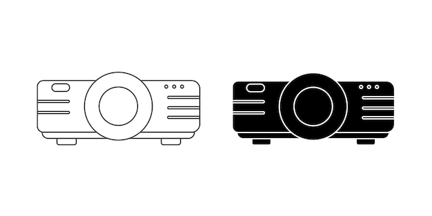 Icono aislado del proyector de video para el hogar Icono vectorial del contorno del projector de video