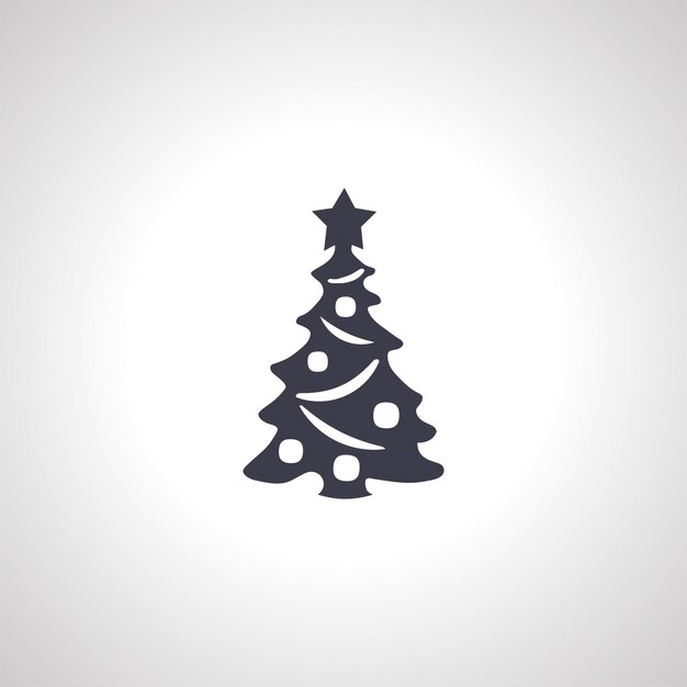 Icono aislado de silueta de árbol de Navidad sobre fondo blanco