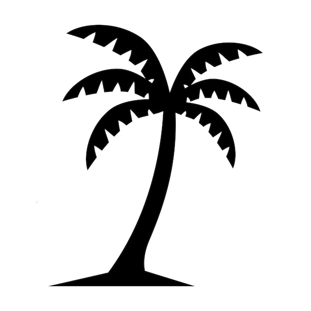 Icono aislado de la silueta de una sola palmera negra