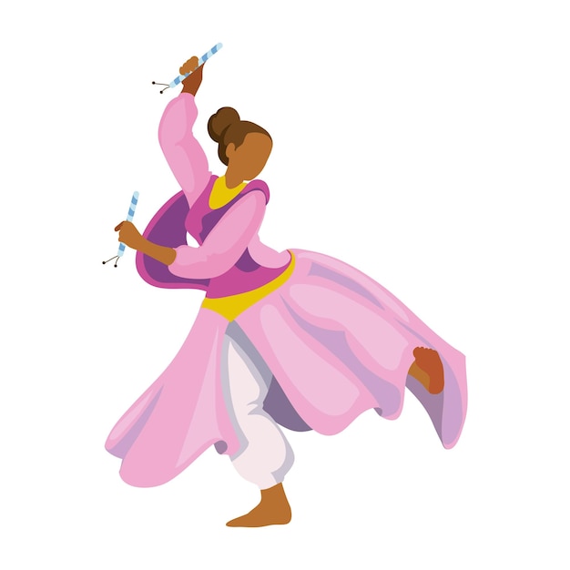 Icono aislado tradicional bailarina navratri