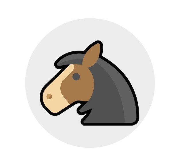 Icono aislado de vector de cabeza de caballo Ilustración de emoji de caballo Emoticon aislado de vector de caballo