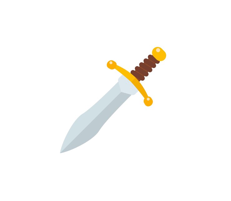 Vector icono aislado del vector de espada. ilustración de emojis. emoticono vectorial de daga
