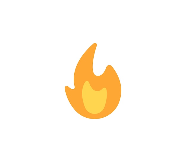 Icono aislado del vector de fuego. Ilustración de emoji de fuego. Emoticono aislado de vector de llama