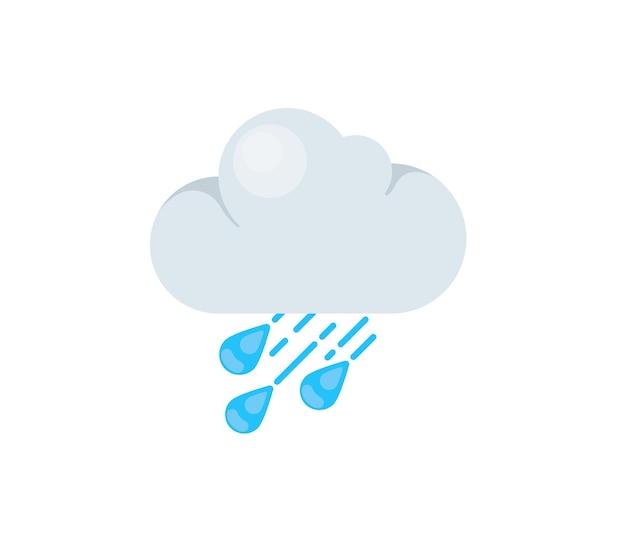 Icono aislado del vector de nube de lluvia. Ilustración de emojis. Nube con gotas de lluvia emoticono vectorial