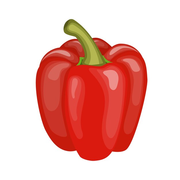 Icono aislado de vegetales de pimiento rojo fresco. pimienta para el mercado agrícola, diseño de recetas de ensaladas vegetarianas. ilustración vectorial en estilo plano.