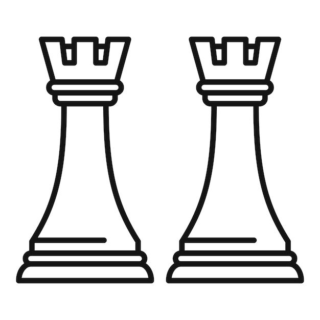 Icono de ajedrez de guerra comercial Esquema de icono de vector de ajedrez de guerra comercial para diseño web aislado sobre fondo blanco
