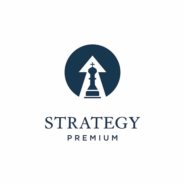 icono de ajedrez rey dentro del círculo estrategia diseño logotipo símbolo o pictograma estilo plano