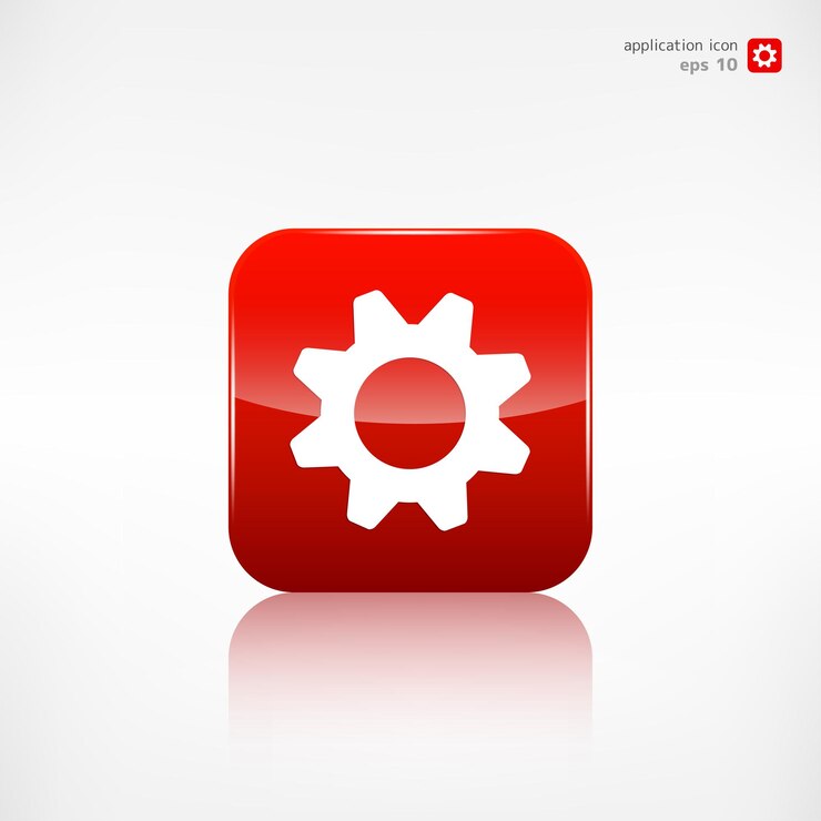 Vector icono de ajustes botón de aplicación del símbolo de engranaje