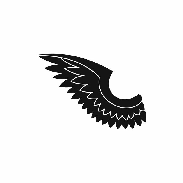 Icono de ala en estilo sencillo sobre un fondo blanco.
