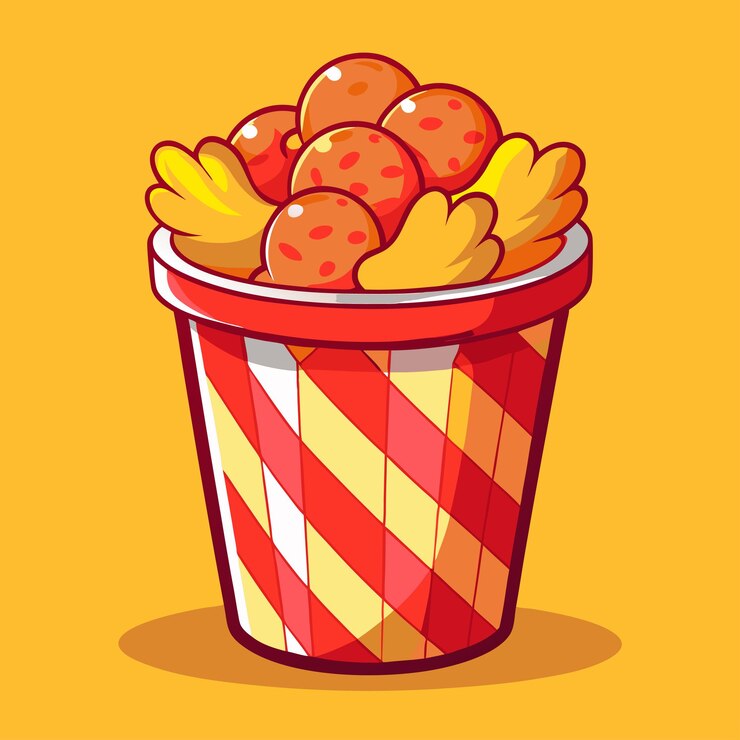 Vector el icono del ala de pollo en el cubo