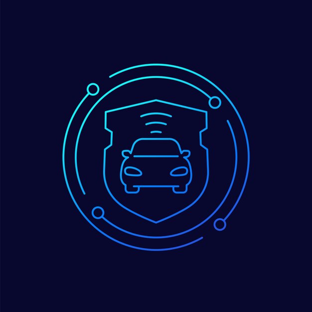 Vector icono de alarma de coche con un diseño lineal de escudo