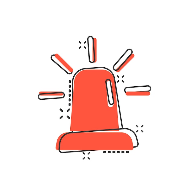 Icono de alarma de emergencia en estilo cómico Ilustración vectorial de lámpara de alerta en fondo aislado Sinal de efecto salpicadura de urgencia policial concepto de negocio