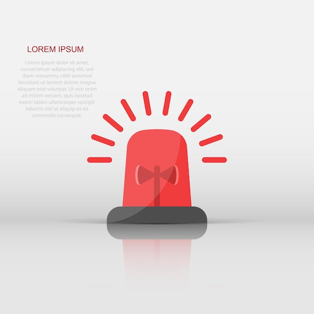 Vector icono de alarma de emergencia en estilo plano ilustración de vector de lámpara de alerta sobre fondo aislado concepto de negocio de signo de urgencia policial