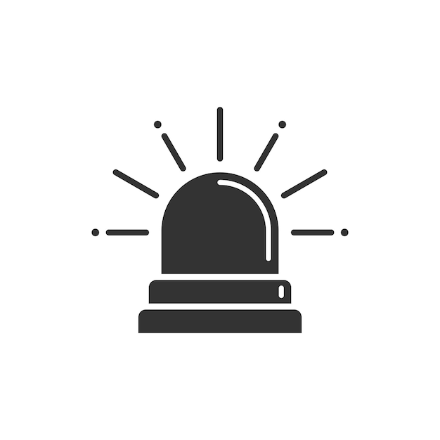 Icono de alarma de emergencia en estilo plano Ilustración de vector de lámpara de alerta sobre fondo aislado Concepto de negocio de signo de urgencia policial