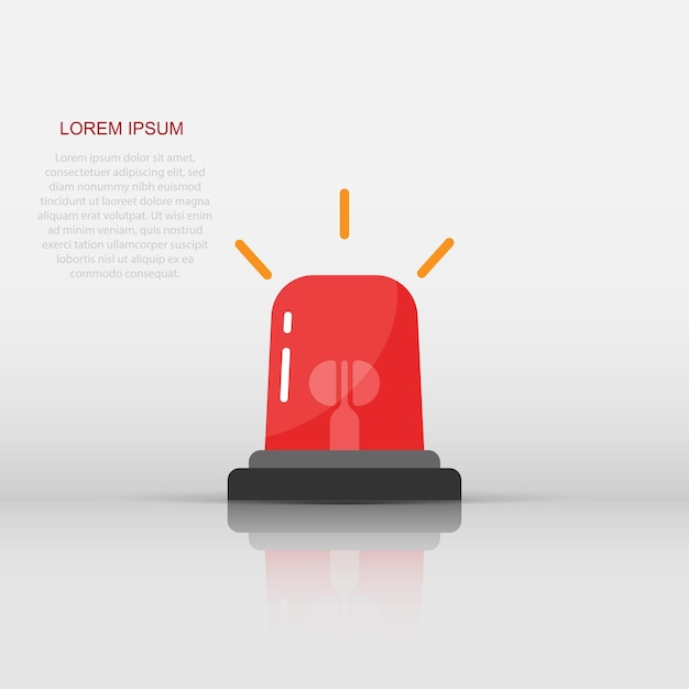 Icono de alarma de emergencia en estilo plano Ilustración vectorial de lámpara de alerta en un fondo aislado Concepto de negocio de señal de urgencia policial