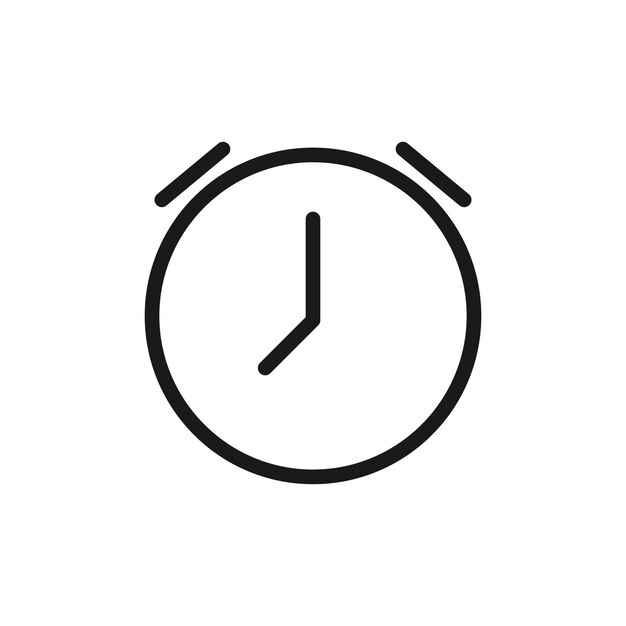 Ícono de alarma de reloj aislado en fondo blanco Ilustración vectorial