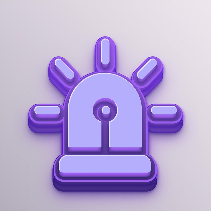 Vector icono de alarma vectorial púrpura 3d personalizable para educación, negocios y medios de comunicación