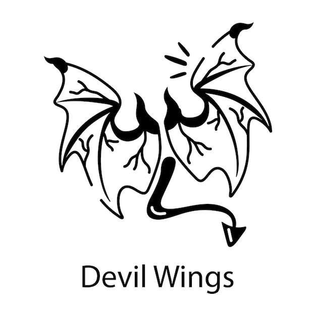 El icono de las alas del diablo en estilo doodle