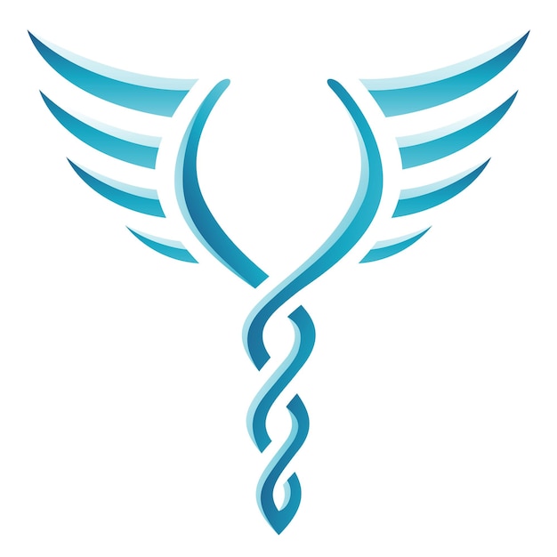 Icono de alas en forma de antorcha azul simplista