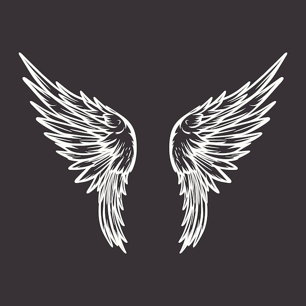 Icono de alas vectoriales Alas de ángel vintage Icono de diseño de plantilla Clipart Ángel de Cupido o alas de pájaro Ilustración vectorial