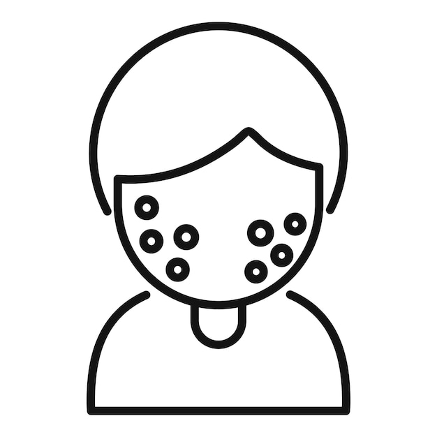 Icono de alergia estacional para niños vector de contorno Planta de estornudo Primavera fría