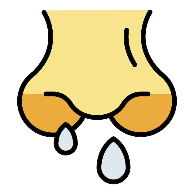 Icono de alergia a la nariz Contorno de alergia a la nariz vector icono color plano aislado