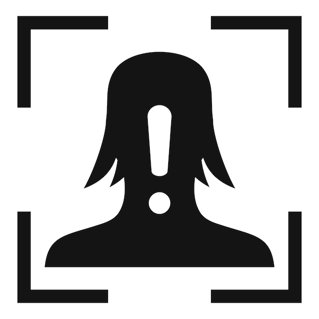 Icono de alerta de reconocimiento facial ilustración simple del icono de vector de alerta de reconocimiento facial para diseño web aislado sobre fondo blanco