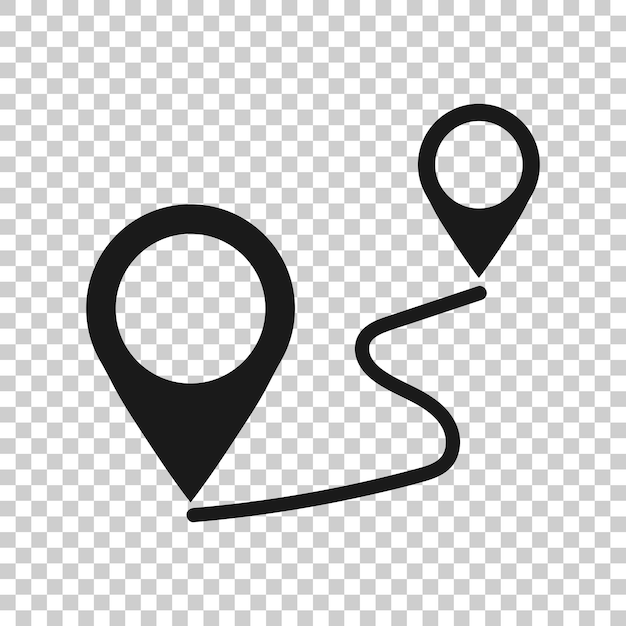 Icono de alfiler de distancia en estilo transparente Ilustración vectorial de navegación GPS en un fondo aislado Concepto de negocio de viajes de comunicación