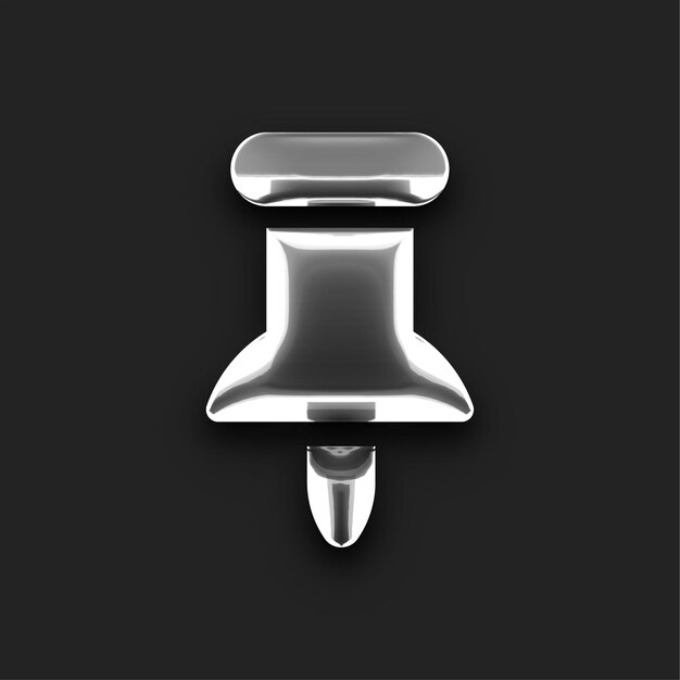 Icono de alfiler metálico brillante con fondo negro