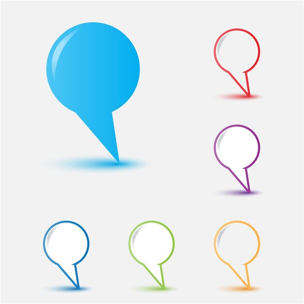 Icono de alfiler multicolor Punto de símbolo Mapa con fondo vectorial blanco