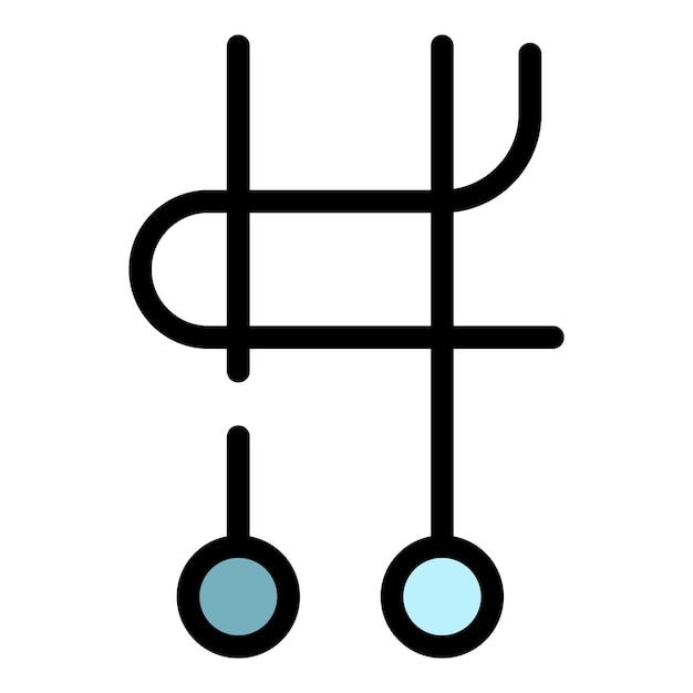 Icono de alfileres de costura Contorno alfileres de costura vector icono color plano aislado