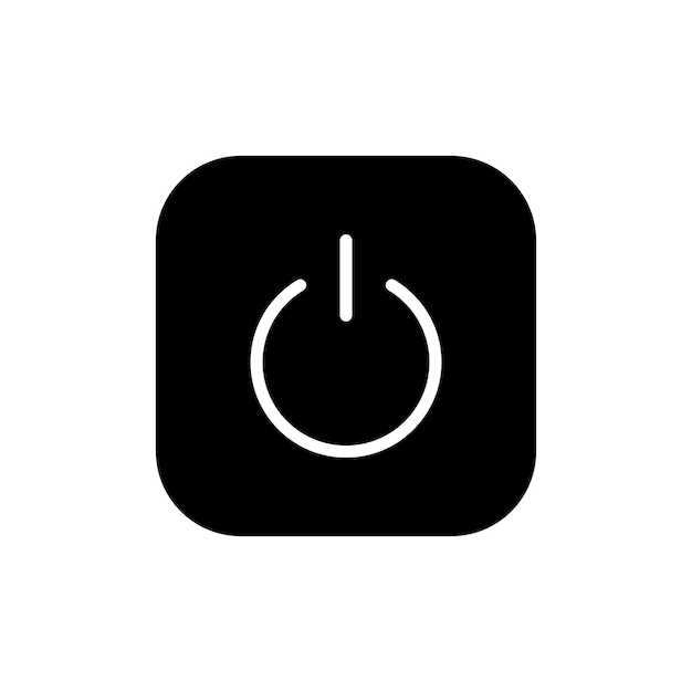 Icono de alimentación establecido apagado interruptor símbolo vectorial de arranque y apagado del ordenador botón de inicio y parada signo en negro relleno y estilo delineado