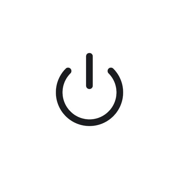Icono de alimentación establecido apagado interruptor símbolo vectorial de arranque y apagado del ordenador botón de inicio y parada signo en negro relleno y estilo delineado