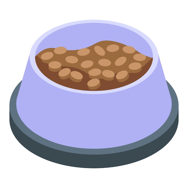 Icono de alimentación de plato para perros Isométrico de icono de vector de alimentación de plato para perros para diseño web aislado sobre fondo blanco