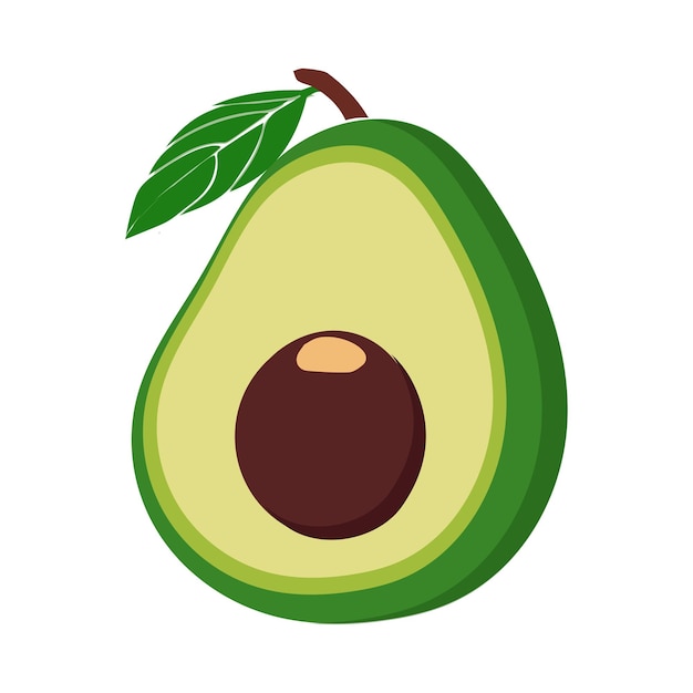 Icono de alimento de aguacate Fruta de aguacato entera y a mitad aislada en ilustración vectorial de fondo blanco