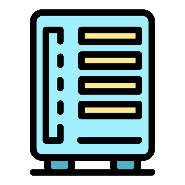Icono de almacenamiento de datos informáticos Contorno de almacenamiento de datos informáticos icono vectorial color plano aislado