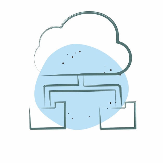 Icono Almacenamiento en la nube relacionado con el símbolo de red Color Spot Estilo ilustración simple