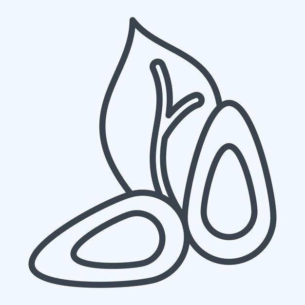 Icono de almendra relacionado con el estilo de línea de símbolos de alimentos saludables ilustración de diseño simple