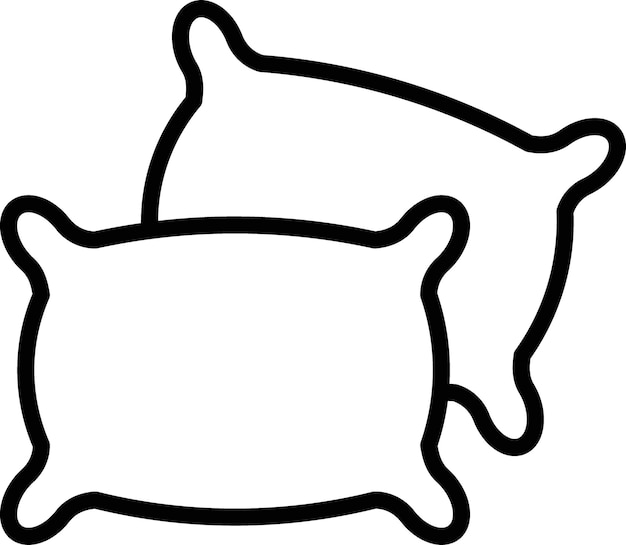 El icono de la almohada, el cojín, el sueño, la cama cómoda, el colchón, el símbolo vectorial, el dormitorio, la comodidad, el signo de pluma.