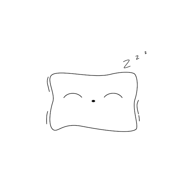 Icono de almohada de personaje de cara vectorial sobre fondo blanco Estilo simple Diseño plano