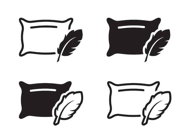 Icono de almohada y pluma Almohada suave y esponjosa Signo de ropa de cama textil Cama de algodón difusa